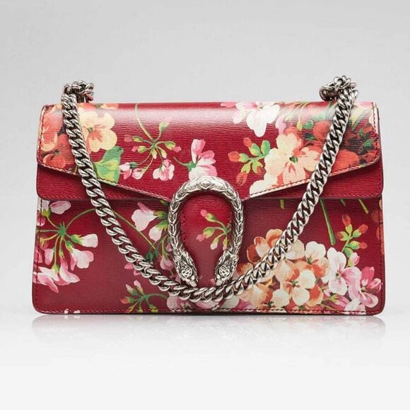 Gucci Red Leather Blooms Small Dionysus Shoulder Bag - Picture 1 of 12